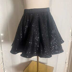 Black Sequin Dance Skirt Adult XS Costume Performance Stagewear